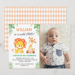 Safari Erster Geburtstag Boy Wild One Jungle Party Einladung