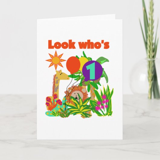 Safari Erstgeburtstag - Tshirts und Geschenke Karte (Vorderseite)