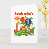 Safari Erstgeburtstag - Tshirts und Geschenke Karte (Gelbe Blume)