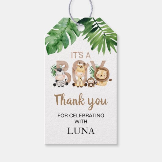 Safari Es ist ein Baby Dusche Gefallen Geschenke T Geschenkanhänger (Vorderseite)