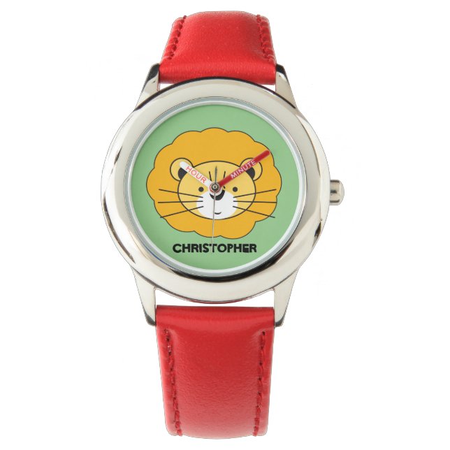 "Safari Explorer" - Personalisierte Lion Safari Wa Armbanduhr (Vorderseite)