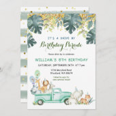 Safari-Fahrt durch Geburtstagsparade Einladung (Vorne/Hinten)