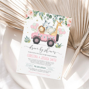 Safari-Fahrt Durch Mädchen-Baby-Party-Einladung Einladung