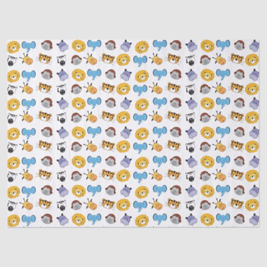 Safari-Feier: Süße Tier Illustration Wrapp Seidenpapier (Vorderseite)