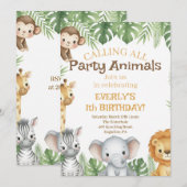Safari First Birthday Evite Einladung (Vorne/Hinten)