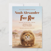 Safari First Roar Fluffy Leopard Birthday Party Einladung (Vorderseite)