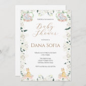 Safari floral Spanish Baby Shower Girl invitation Einladung (Vorne/Hinten)