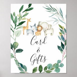 Safari Foliage Wreath Baby Duschzeichen Poster