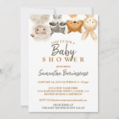 Safari Forest Animal Sheep Raccoon Fox Rabbit Baby Einladung (Vorderseite)