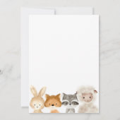 Safari Forest Animal Sheep Raccoon Fox Rabbit Baby Einladung (Rückseite)