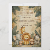 Safari Forest Creatures Baby Shower Einladung (Vorderseite)