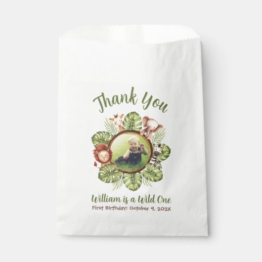 Safari Foto Wild One Jungle Verlasse zum ersten Ge Geschenktütchen (Vorderseite)