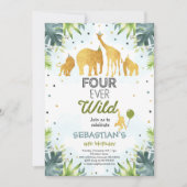 Safari Four Ever Wild Birthday Einladung Green (Vorderseite)