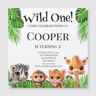 Safari-Freunde-Giraffe zebra-Affen Geburtstag Magnetkarte