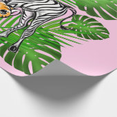 Safari-Freunde, Giraffe, Zebra, Tiger, Palm-Blätte Geschenkpapier (Ecke)