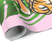 Safari-Freunde, Giraffe, Zebra, Tiger, Palm-Blätte Geschenkpapier (Rolleneckpunkt)