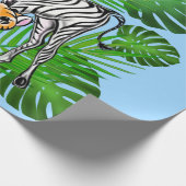 Safari-Freunde, Giraffe, Zebra, Tiger, Palm-Blätte Geschenkpapier (Ecke)