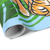 Safari-Freunde, Giraffe, Zebra, Tiger, Palm-Blätte Geschenkpapier (Rolleneckpunkt)