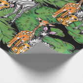 Safari-Freunde, Giraffe, Zebra, Tiger, Palm-Blätte Geschenkpapier (Ecke)