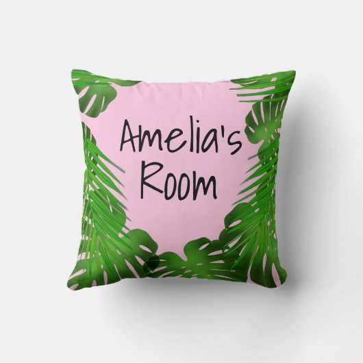 Safari-Freunde, Giraffe, Zebra, Tiger, Palm-Blätte Kissen (Rückseite)