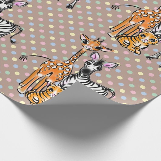 Safari-Freunde, Giraffen, Zebra, Tiger Geschenkpapier (Ecke)