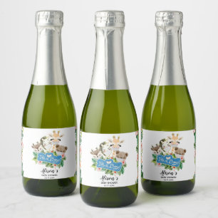 Safari Friends Baby Shower Mini Sparkling Wine L Schaumweinetikett