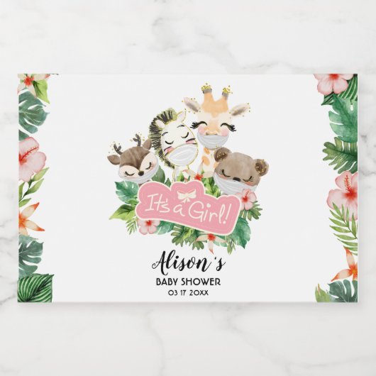 Safari Friends | Baby Shower Mini Sparkling Wine L Schaumweinetikett (Einzelnes Label)