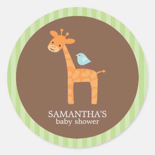 Safari Friends Baby Shower Stickers (Vorderseite)