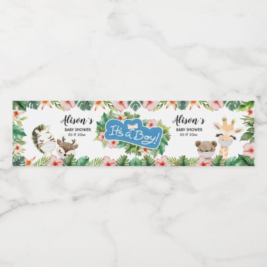 Safari Friends | Babydusche Wasserflaschen Etikett (Einzelnes Label)