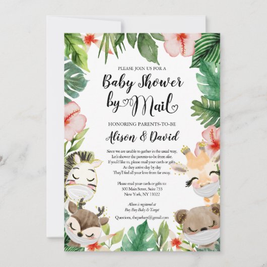Safari Friends Gender Neutral Baby Shower by Mail Einladung (Vorderseite)