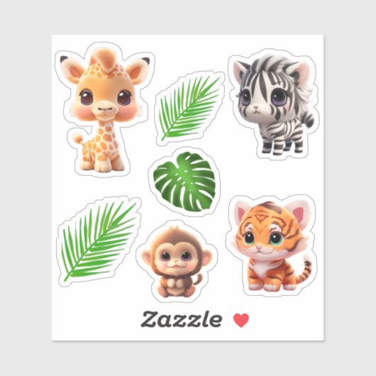 Safari Friends Giraffe zebra Affe Elefant Aufkleber (Blatt)