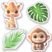Safari Friends Giraffe zebra Affe Elefant Aufkleber (Vorderseite)