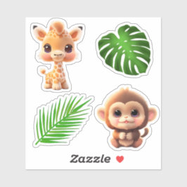 Safari Friends Giraffe zebra Affe Elefant Aufkleber