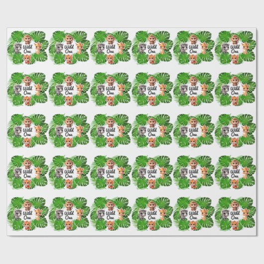 Safari Friends Giraffe zebra Affe Elefant Geschenkpapier (Flach)