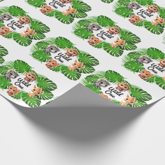 Safari Friends Giraffe zebra Affe Elefant Geschenkpapier (Ecke)