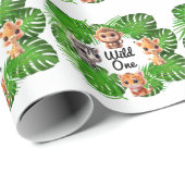 Safari Friends Giraffe zebra Affe Elefant Geschenkpapier (Rolleneckpunkt)