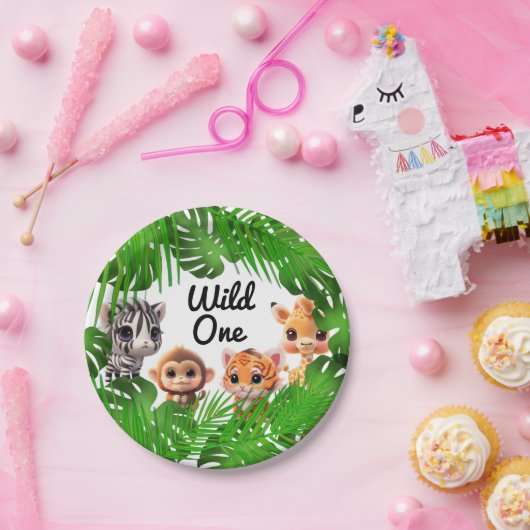 Safari Friends Giraffe zebra Affe Elefant Pappteller (Party)