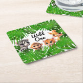 Safari Friends Giraffe zebra Affe Elefant Rechteckiger Pappuntersetzer (angewinkelt)