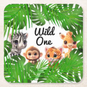 Safari Friends Giraffe zebra Affe Elefant Rechteckiger Pappuntersetzer (Vorderseite)