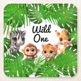 Safari Friends Giraffe zebra Affe Elefant Rechteckiger Pappuntersetzer