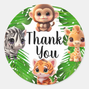 Safari Friends Giraffe zebra Affe Elefant Runder Aufkleber