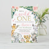 Safari Geburtstag Einladung Wild One Einladung (Stehend Vorderseite)