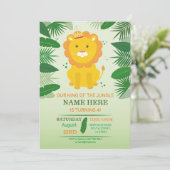 Safari-Geburtstag König-Jungle Lion Birthday Zoo Einladung (Stehend Vorderseite)