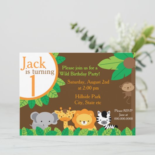 Safari-Geburtstag laden ein Einladung (Stehend Vorderseite)