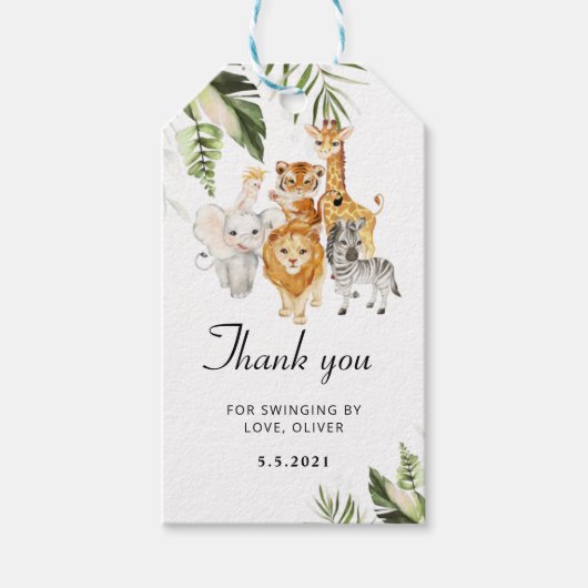 Safari Geburtstag vielen Dank Geschenkanhänger (Vorderseite)