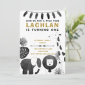 Safari-Geburtstags-Einladung Einladung (Stehend Vorderseite)