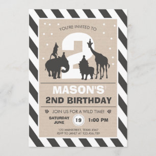 Safari-Geburtstags-Einladungs-Zoo-wilde Einladung