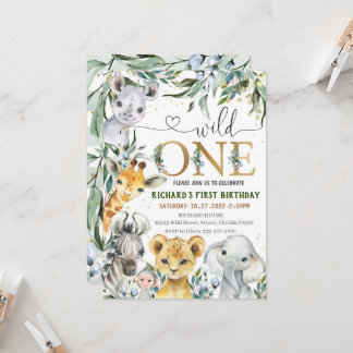 Safari Geburtstagseinladung, Wild One BOY Party 1. Einladung