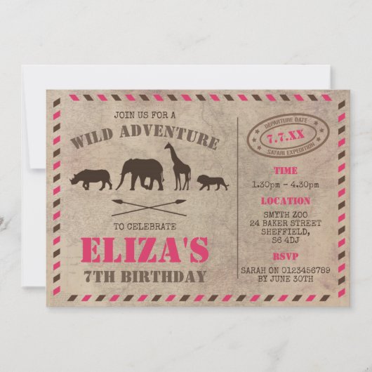 Safari-Geburtstagsfeier Einladung (Vorderseite)