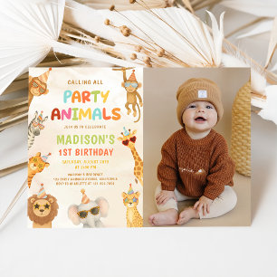 Safari-Geburtstagsfoto für alle Partytiere Einladung